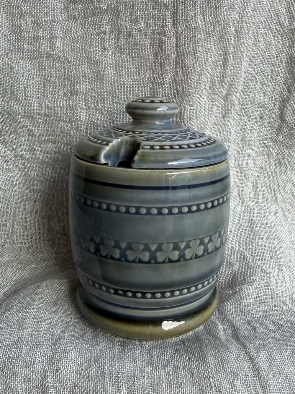 Blue Green Wade Irish Ceramic Lidded Jar